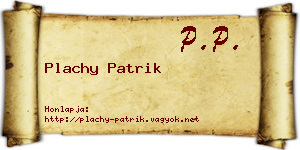 Plachy Patrik névjegykártya